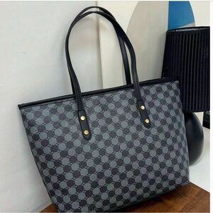 Grey and Black Tote Bag